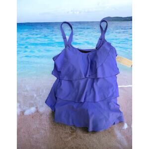 NWT Coldwater Creek SWIM Royal Blue Tank Tankini Top Size 16 Layered‎ Ruffles